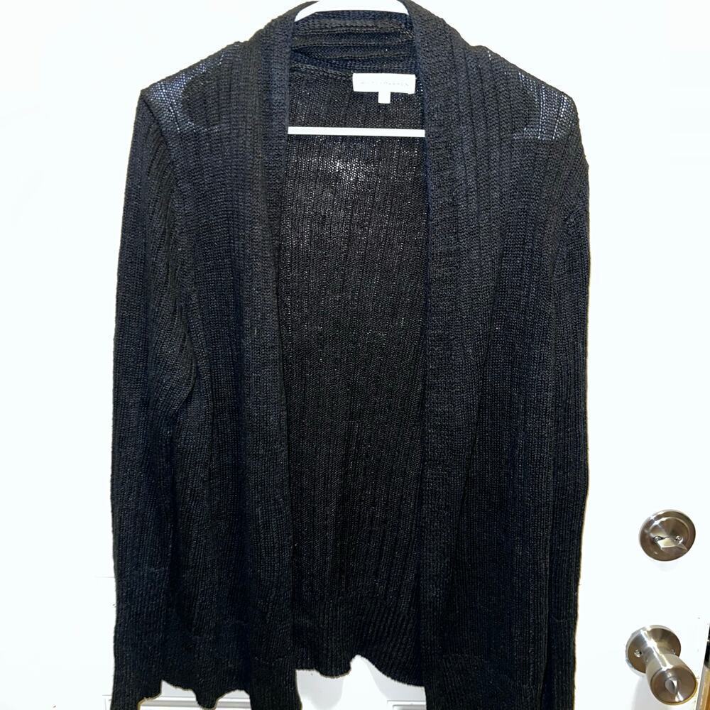White+warren linen navy blue cardigan sz L